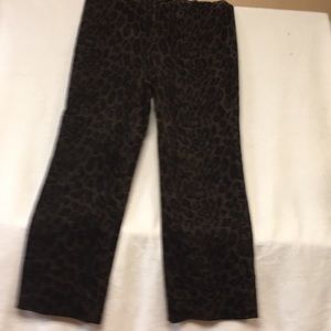Animal print flare legged velvet slacks